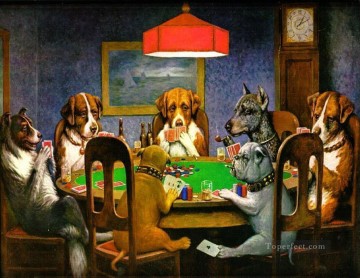 150の主題の芸術作品 Painting - 困っている友人 ポーカーをする犬 カシアス・マーセラス・クーリッジ